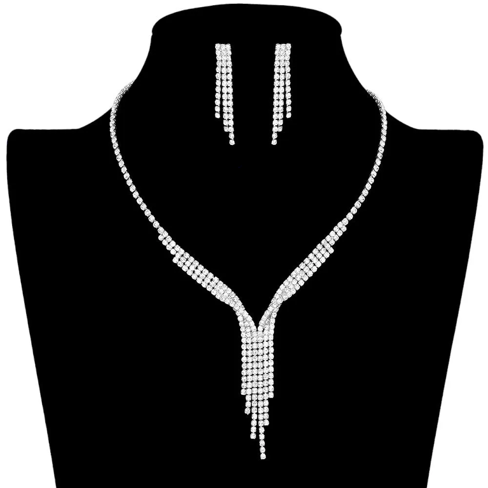 Rhinestone Fringe Pave Jewelry Set