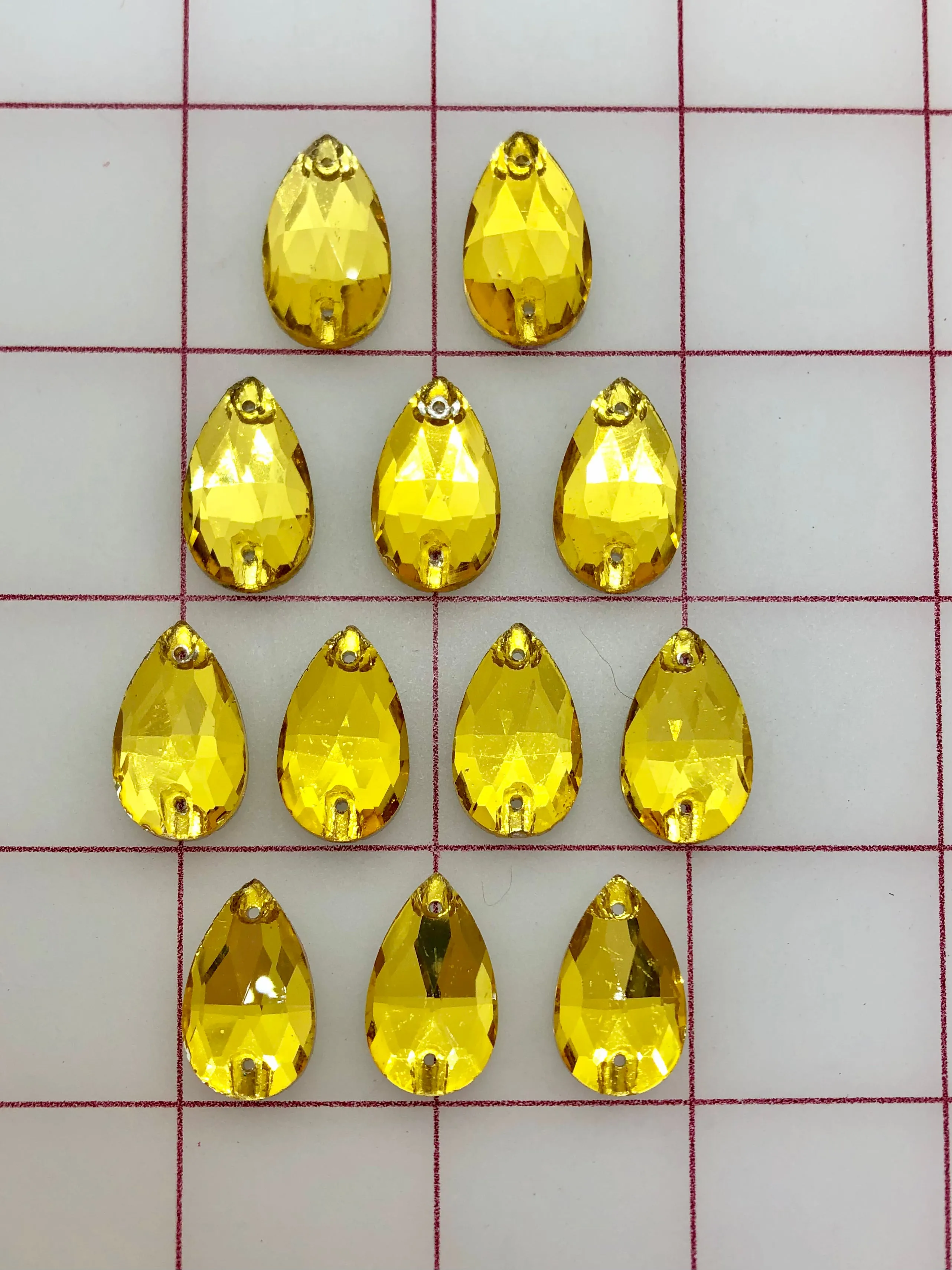 Rhinestones - 13x22mm Czech "Bright-Cut" Light Topaz Pear-Shape Sew-On