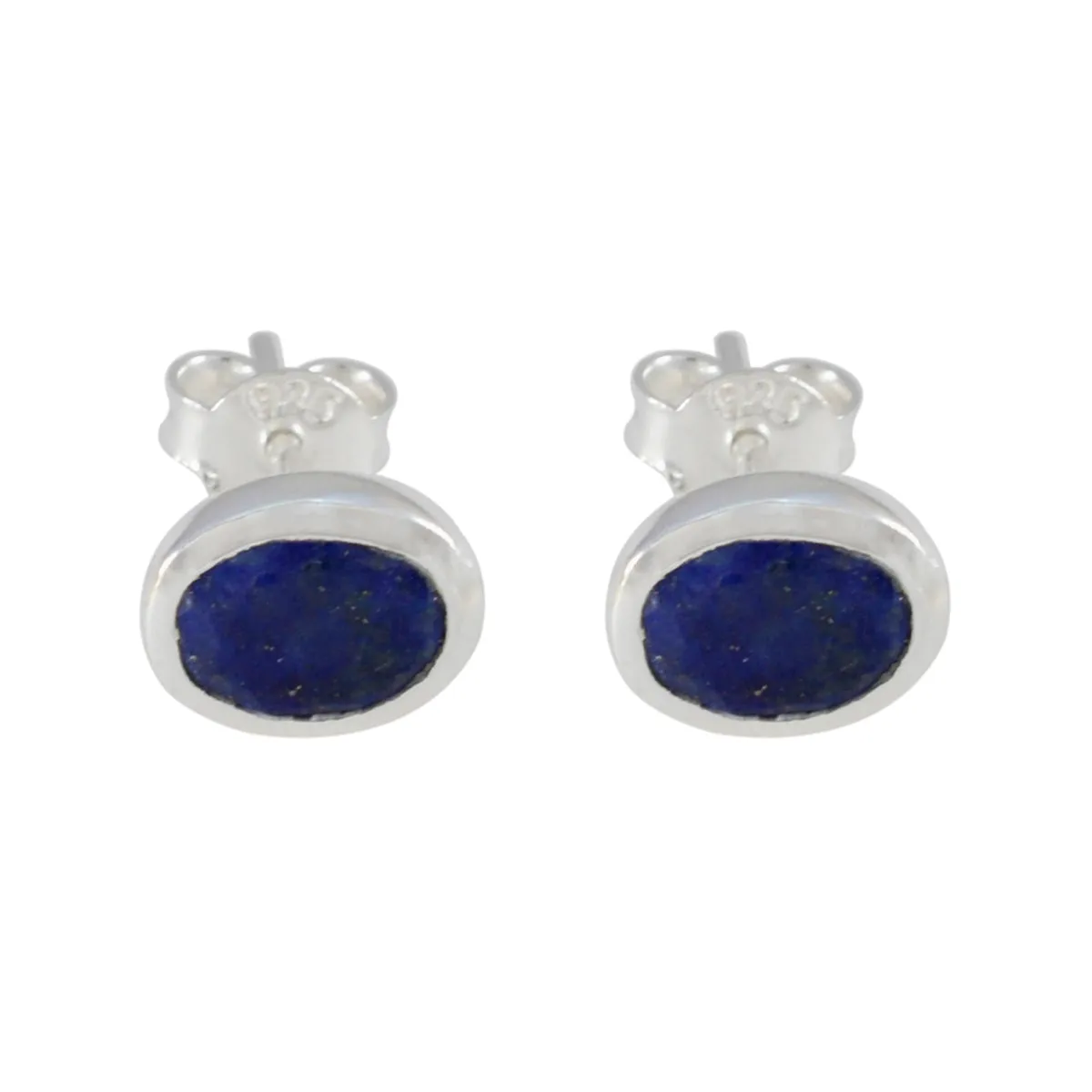 Riyo Bonny 925 Sterling Silver Earring For Women Lapis Lazuli Earring Bezel Setting Blue Earring Stud Earring