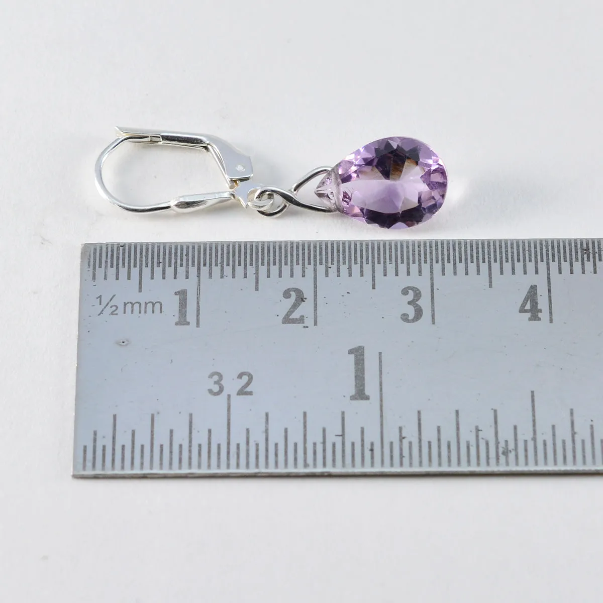 Riyo Decorative 925 Sterling Silver Earring For Damsel Amethyst Earring Bezel Setting Purple Earring Dangle Earring