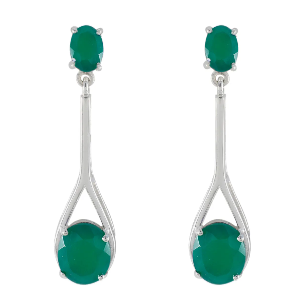 Riyo Easy On The Eye 925 Sterling Silver Earring For Lady Green Onyx Earring Bezel Setting Green Earring Stud Earring