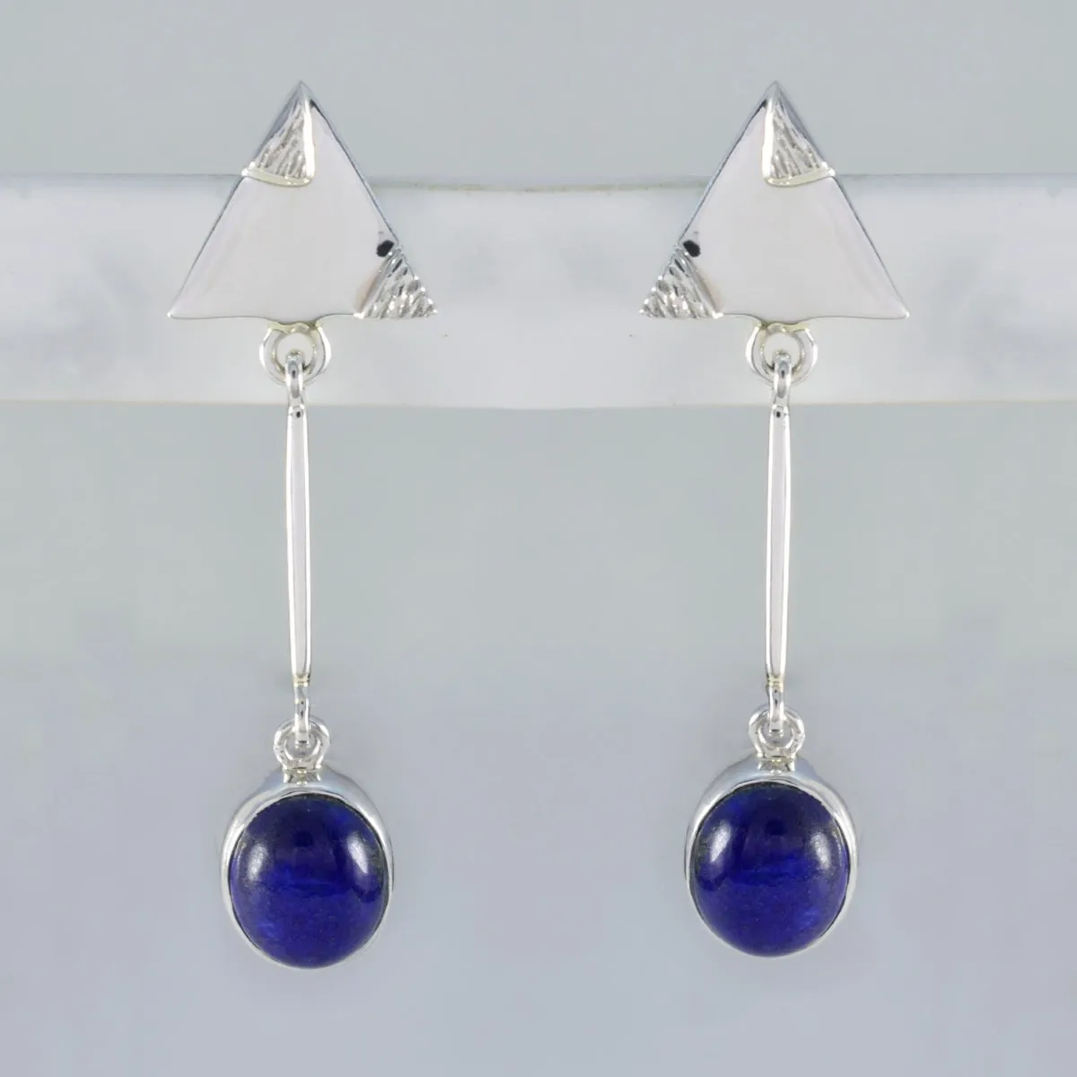 Riyo Exquisite Sterling Silver Earring For Sister Lapis Lazuli Earring Bezel Setting Blue Earring Stud Earring