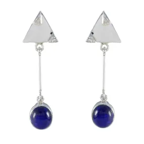 Riyo Exquisite Sterling Silver Earring For Sister Lapis Lazuli Earring Bezel Setting Blue Earring Stud Earring