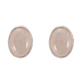 Riyo Genuine Gems oval Cabochon Pink Rose Quartz Silver Earrings christmas gifts