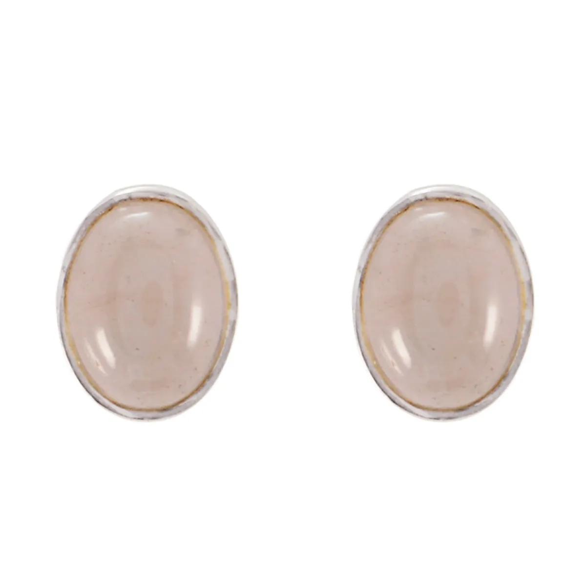 Riyo Genuine Gems oval Cabochon Pink Rose Quartz Silver Earrings christmas gifts