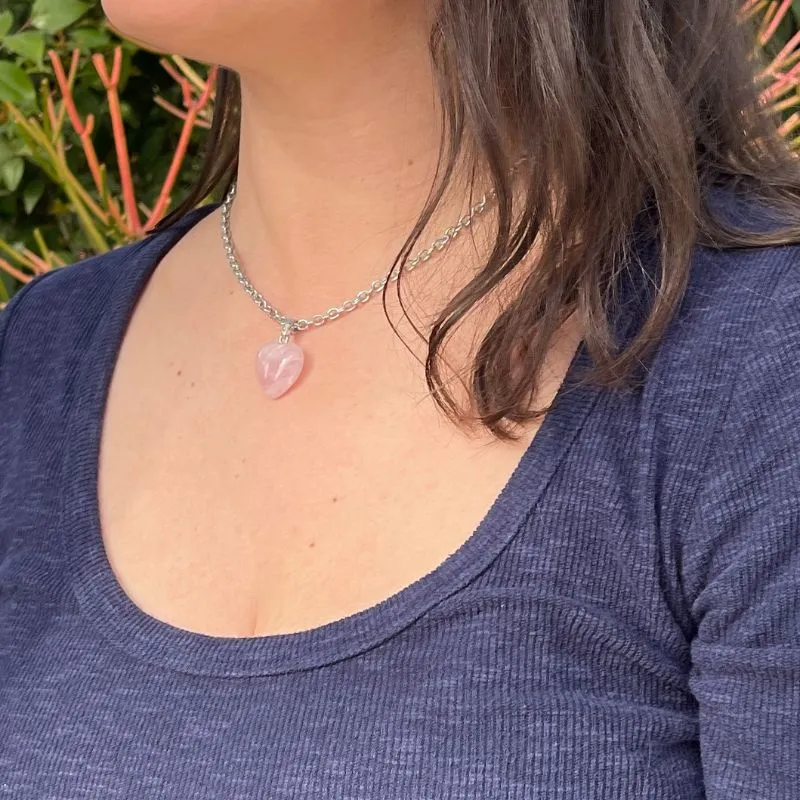 Rose Quartz Heart Necklace