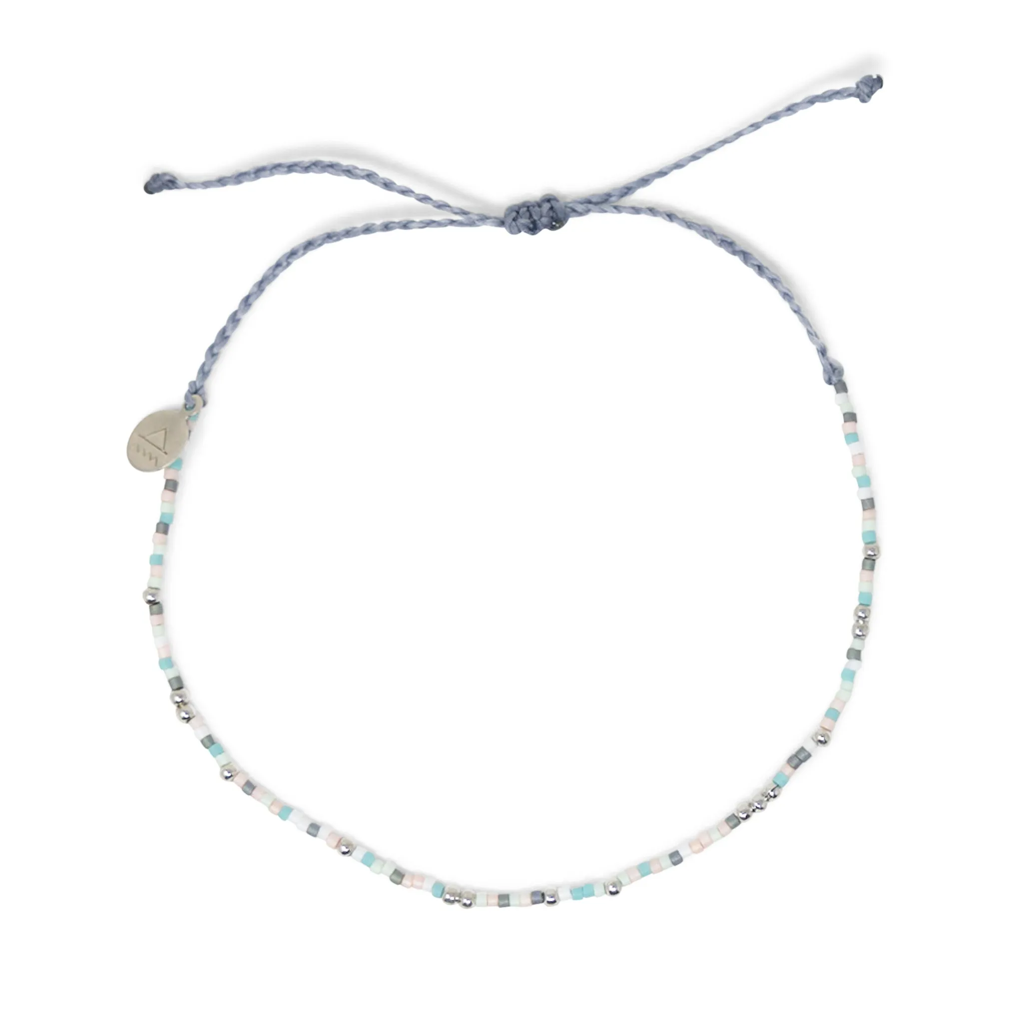 Round and Seed Handmade Beaded and Rope Anklet in Silver - Desert Sunset