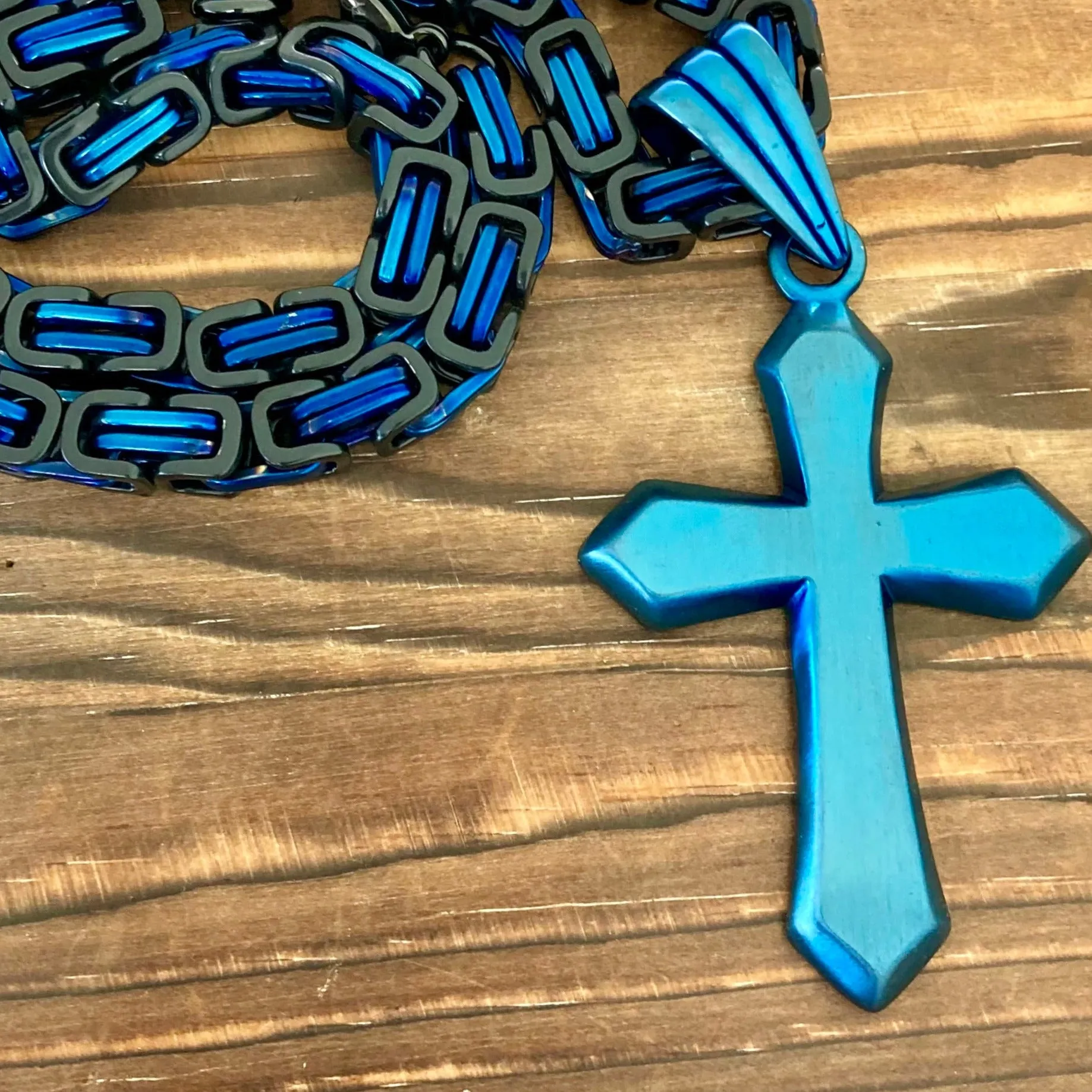 Sanity's Favorite Cross - Blue - Pendant - Necklace (818)