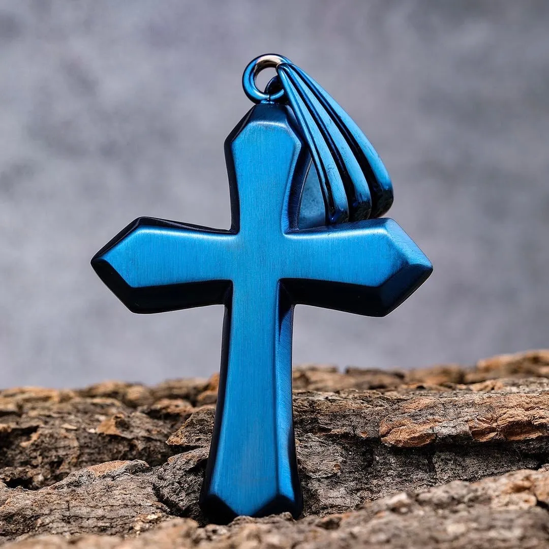 Sanity's Favorite Cross - Blue - Pendant - Necklace (818)