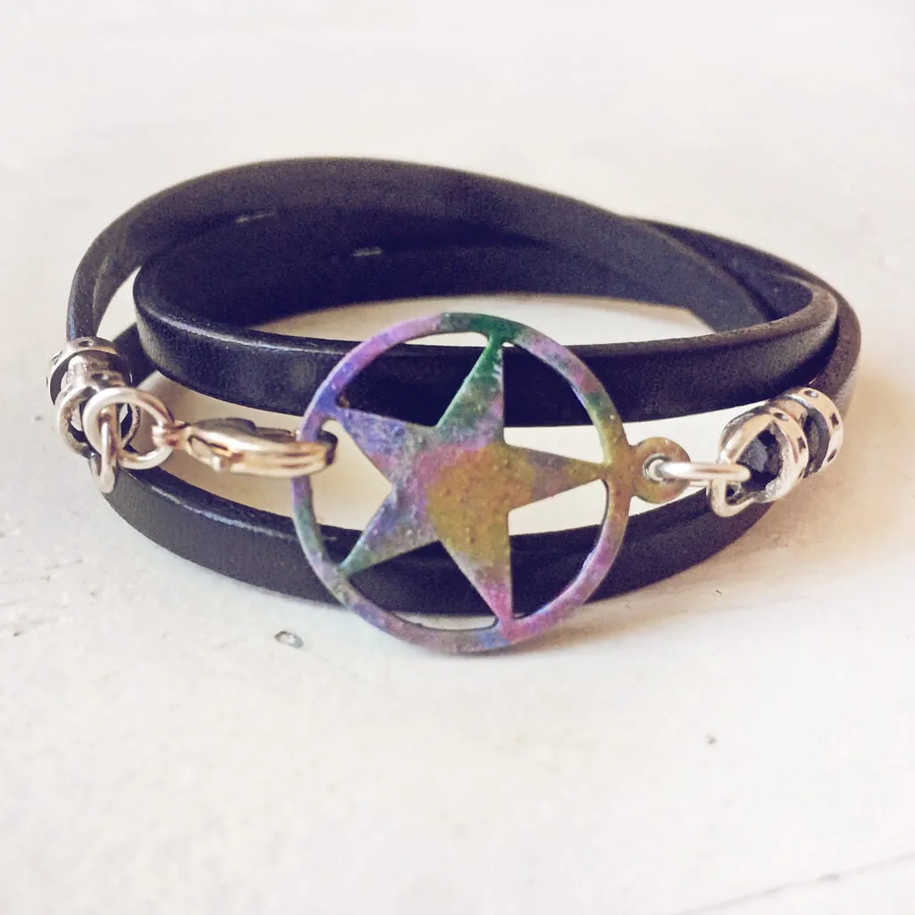 seeing stars // colourful leather multi wrap bracelet