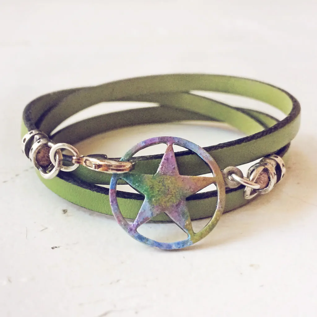 seeing stars // colourful leather multi wrap bracelet