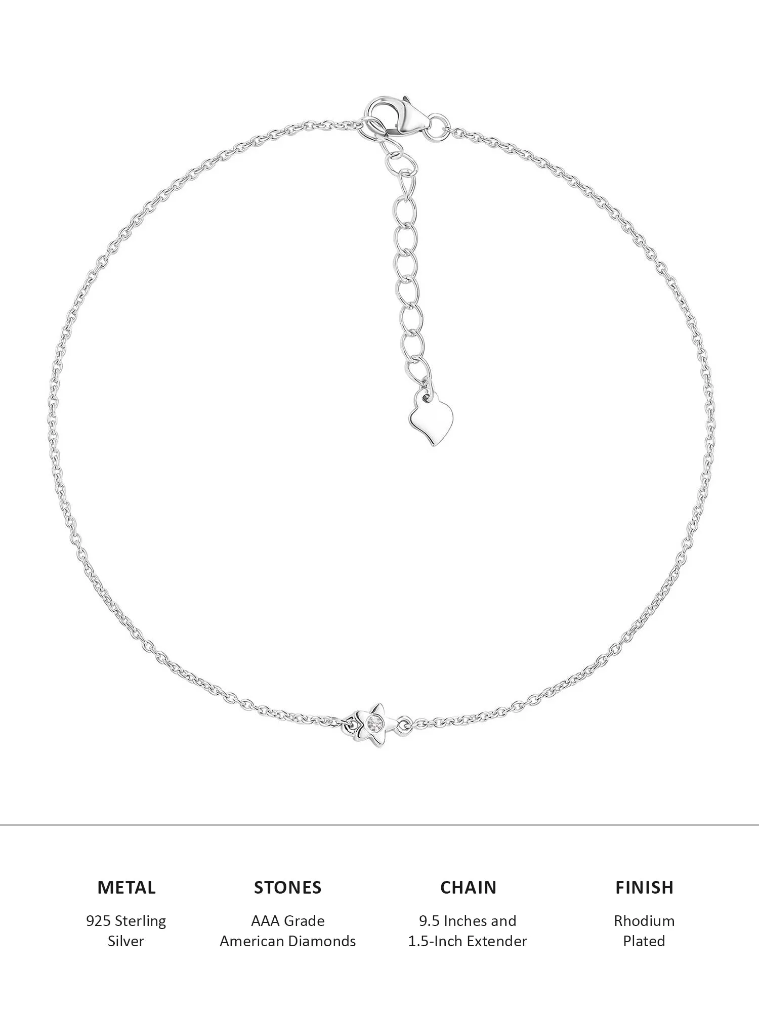 Shreya Flower Design Anklet For Women In Pure Silver