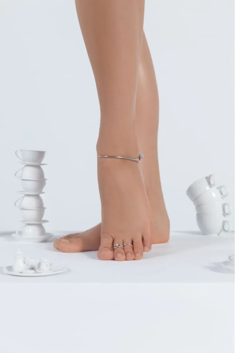 Silver anklet with pearl