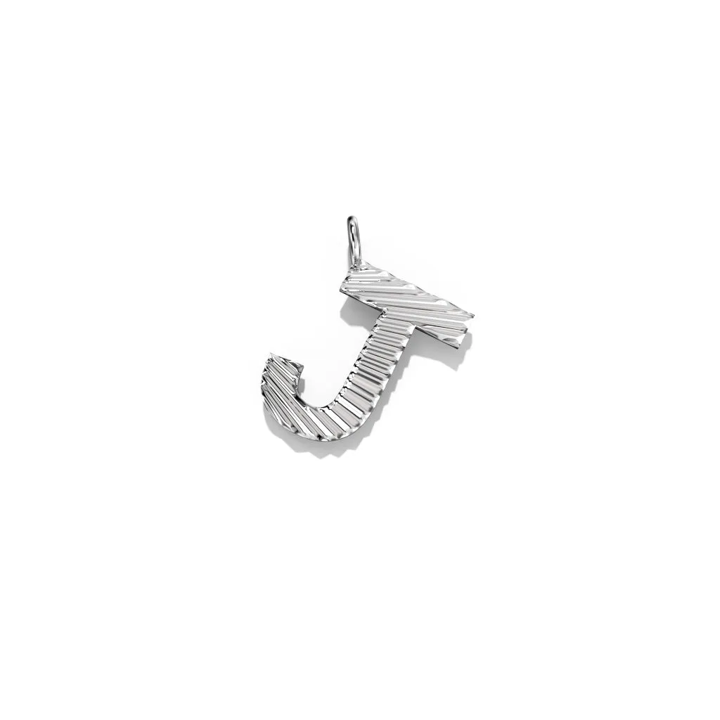 Silver Fluted Letter Pendent