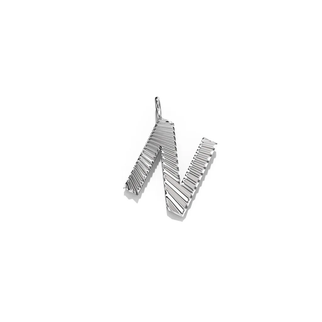 Silver Fluted Letter Pendent