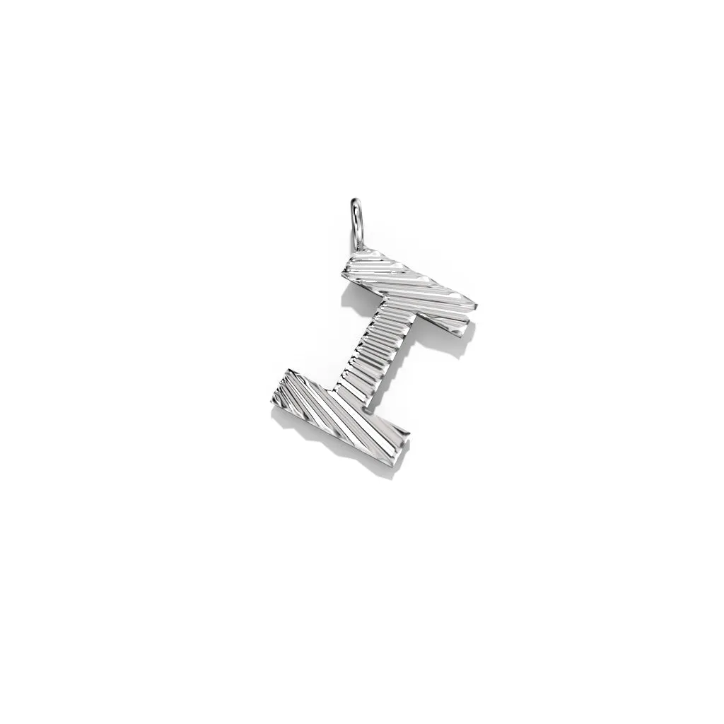 Silver Fluted Letter Pendent