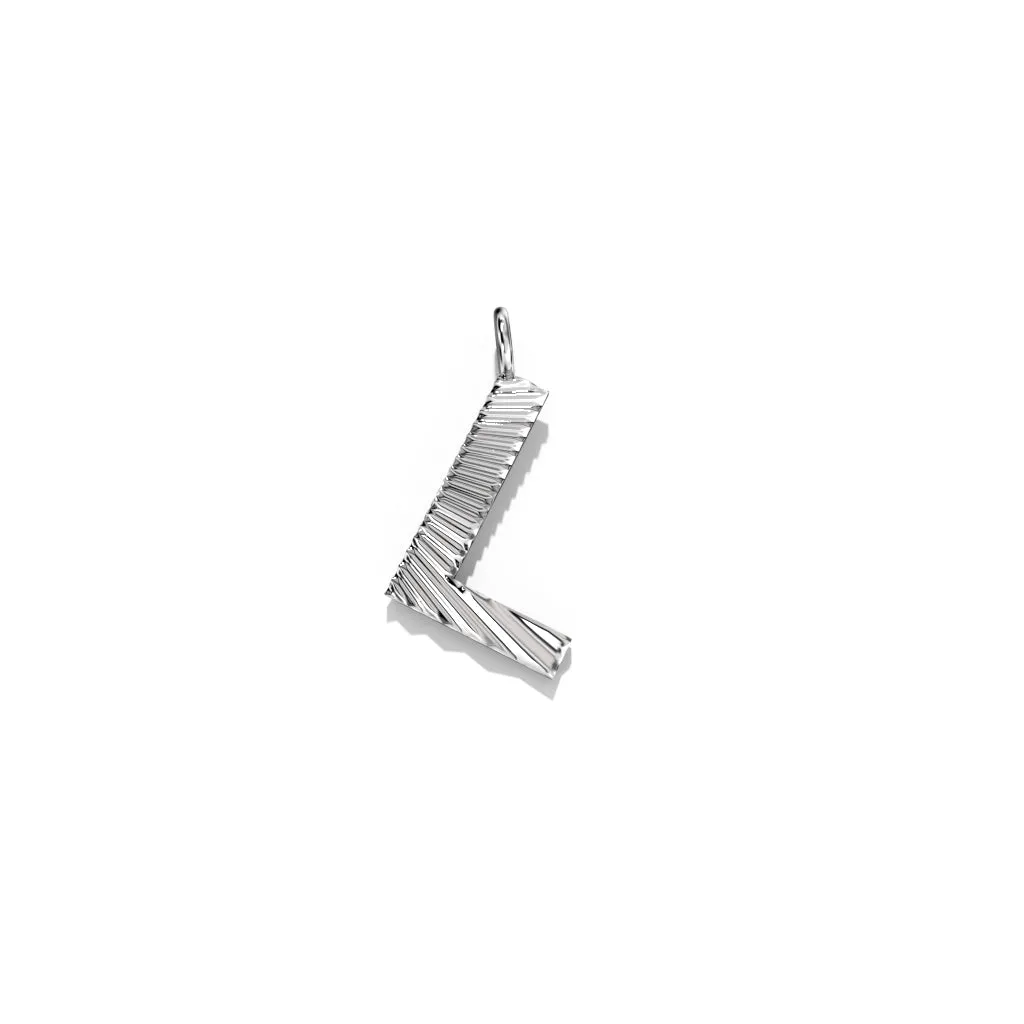 Silver Fluted Letter Pendent