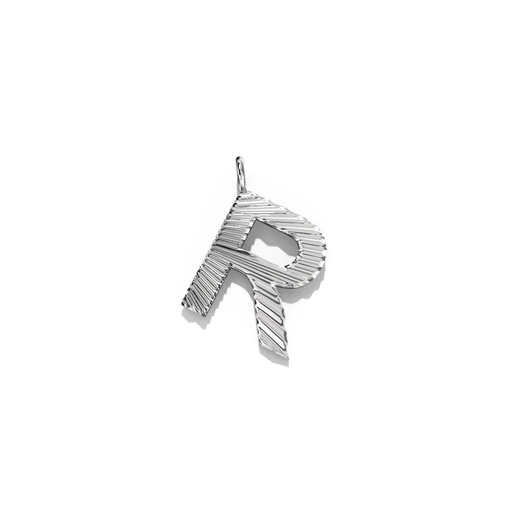 Silver Fluted Letter Pendent