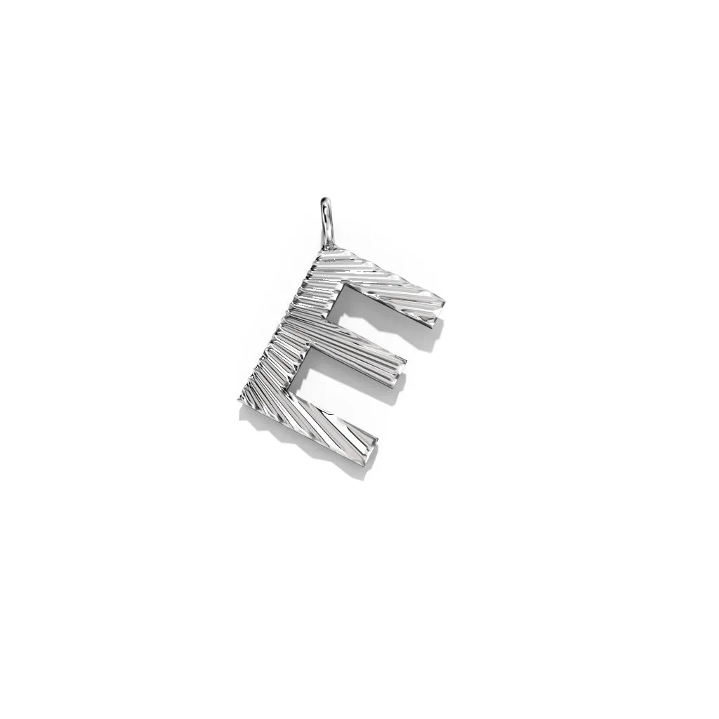 Silver Fluted Letter Pendent