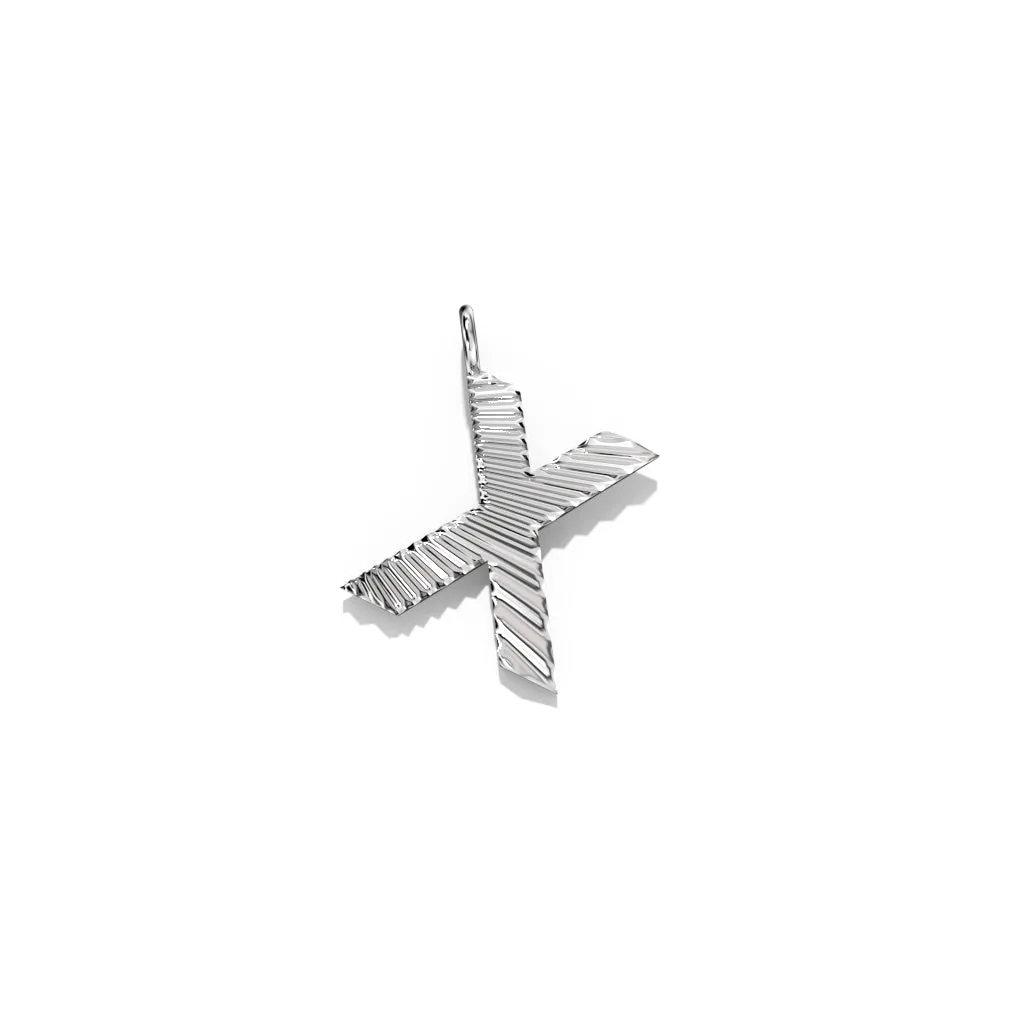 Silver Fluted Letter Pendent