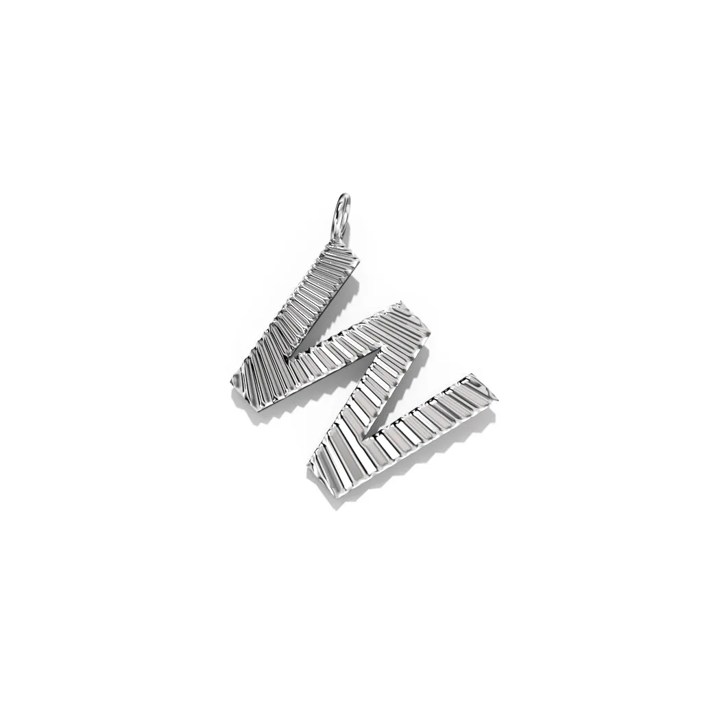 Silver Fluted Letter Pendent