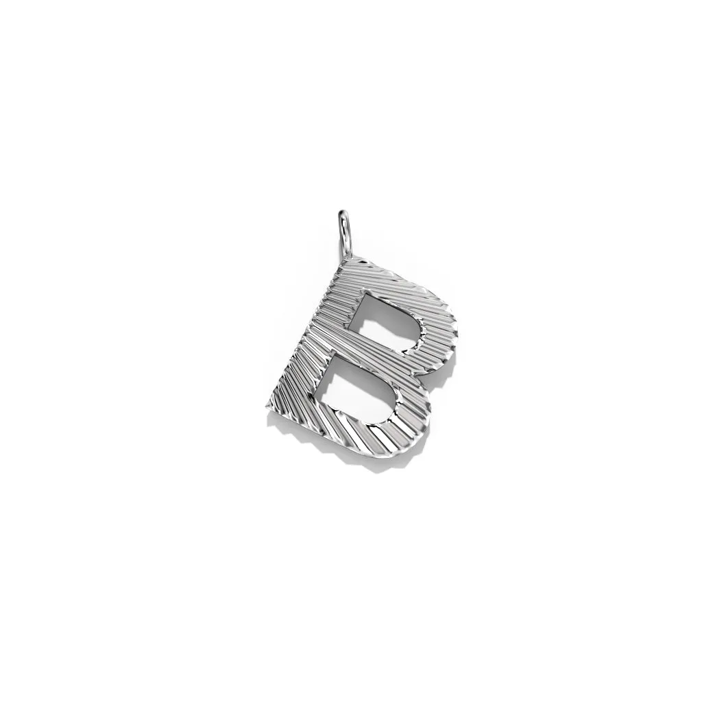 Silver Fluted Letter Pendent