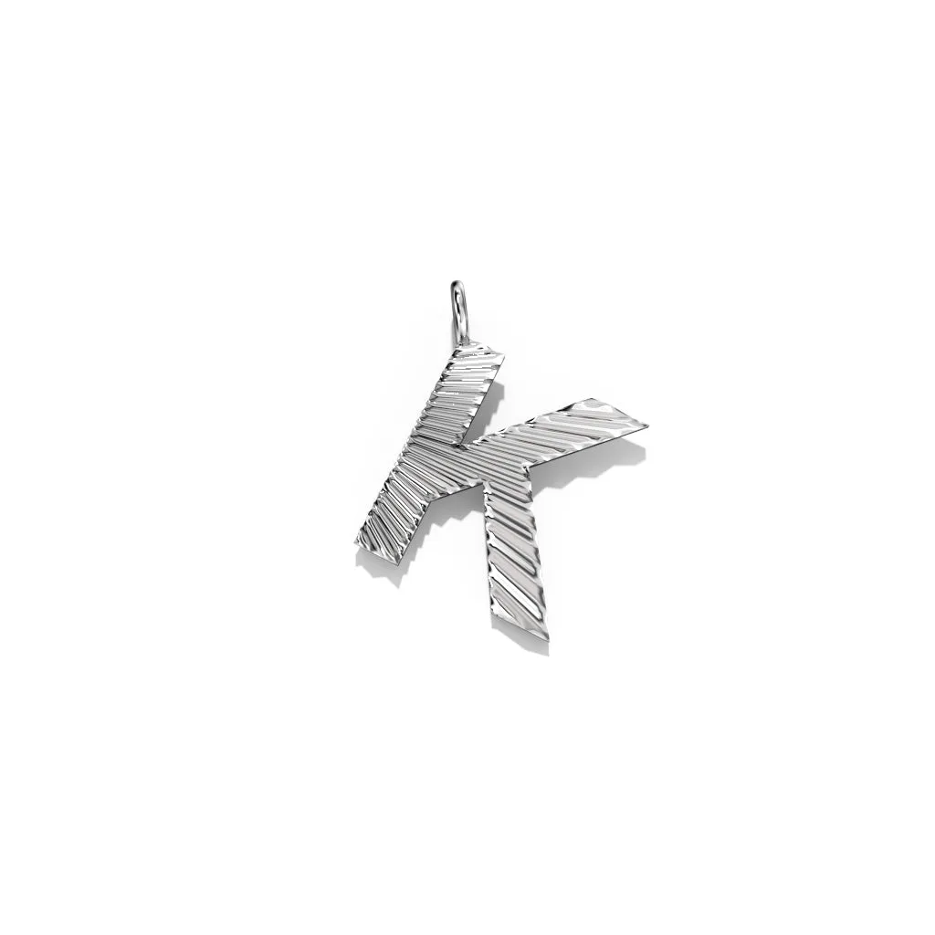 Silver Fluted Letter Pendent