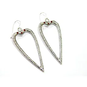 Sterling Silver Earrings for Woman dangling earrings with zircons,  Heart Romantic Dangling Earrings