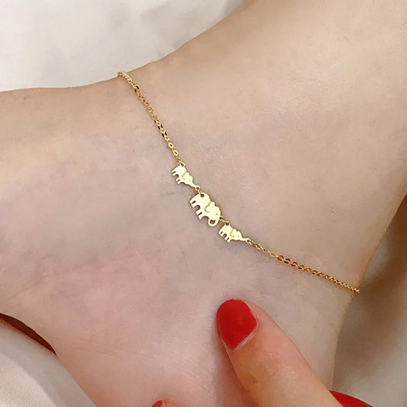 Sterling Silver Elephant Shape Anklet For Women