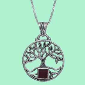 Sterling silver necklace for woman Nano Sim Bible Pendant Tree of Life with Round Frame