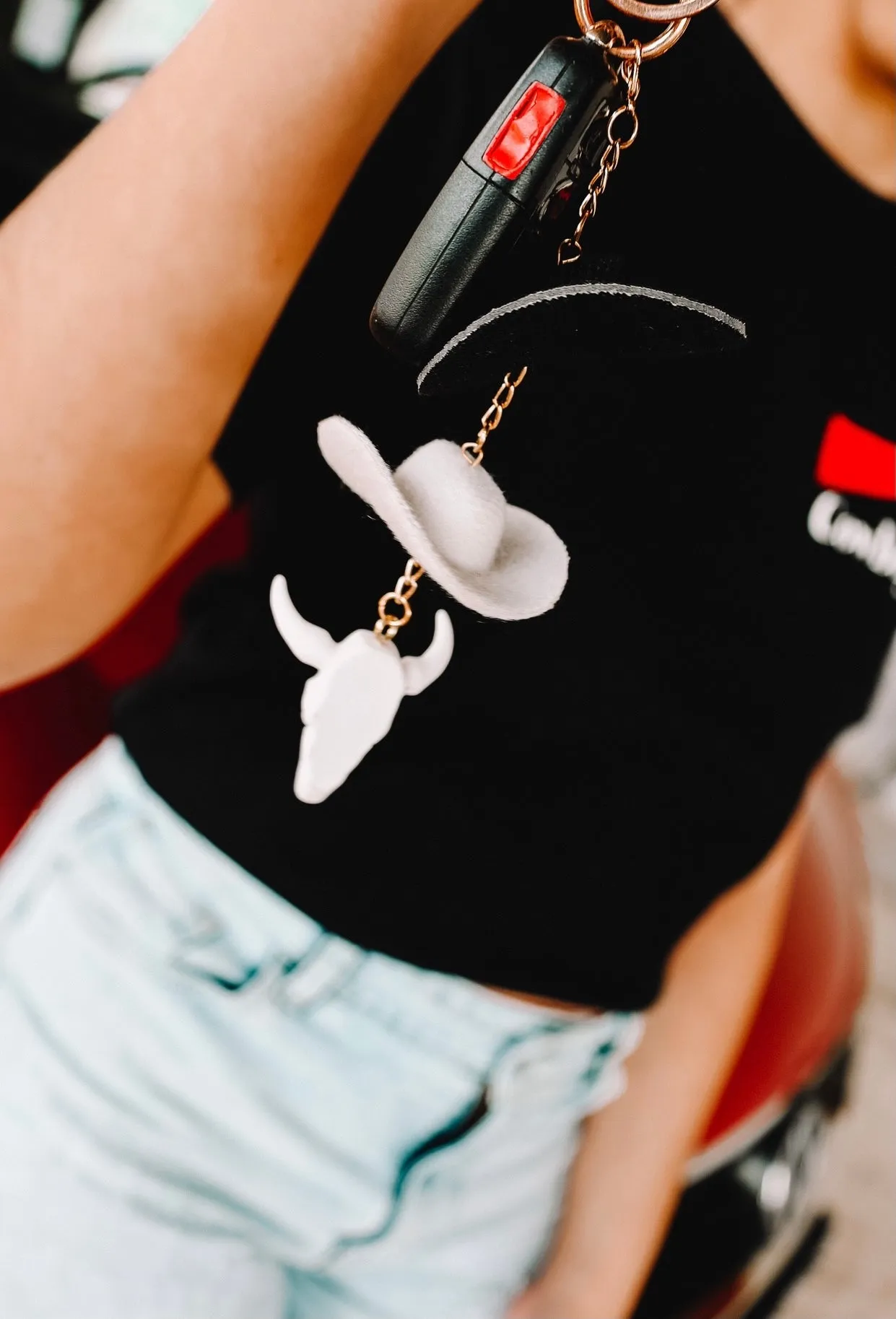 Stone & Black Cowboy Hat Keychain