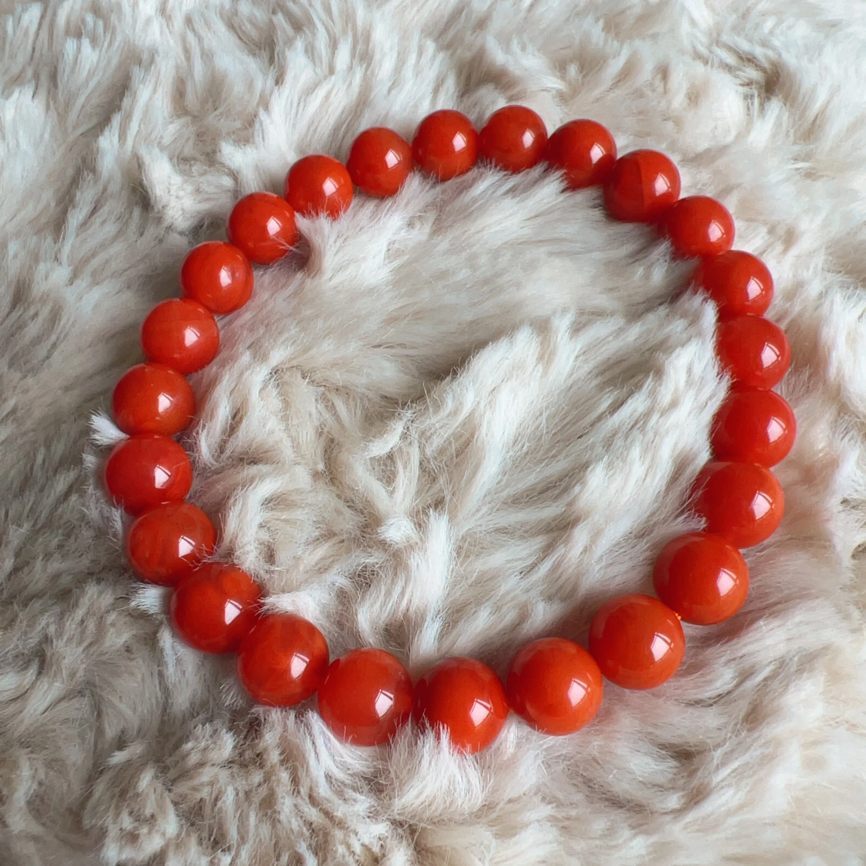 Stone of Strength Handmade High-Quality Nanhong Agate Bracelet | Natural Root Chakra Healing Stone Jewelry