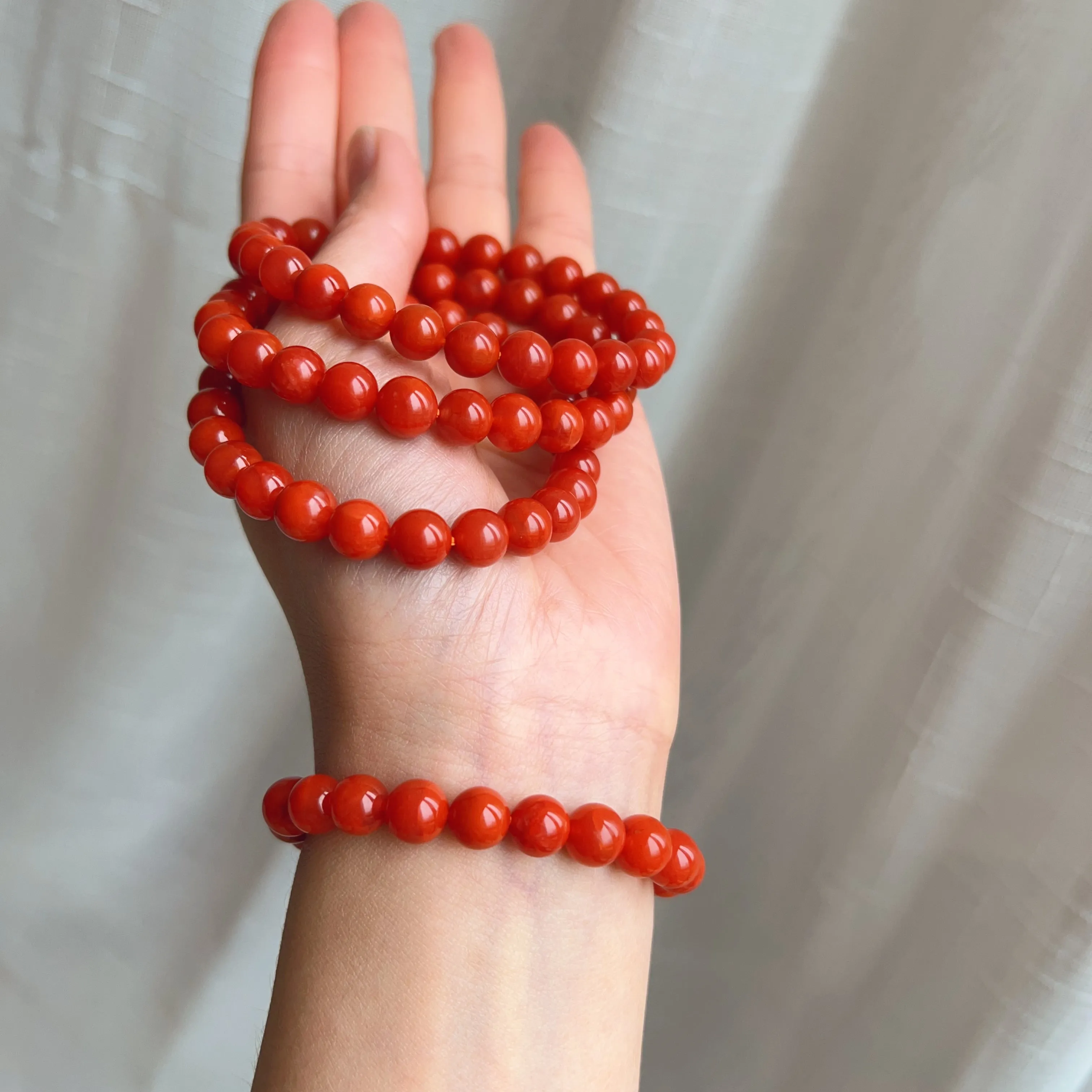 Stone of Strength Handmade High-Quality Nanhong Agate Bracelet | Natural Root Chakra Healing Stone Jewelry