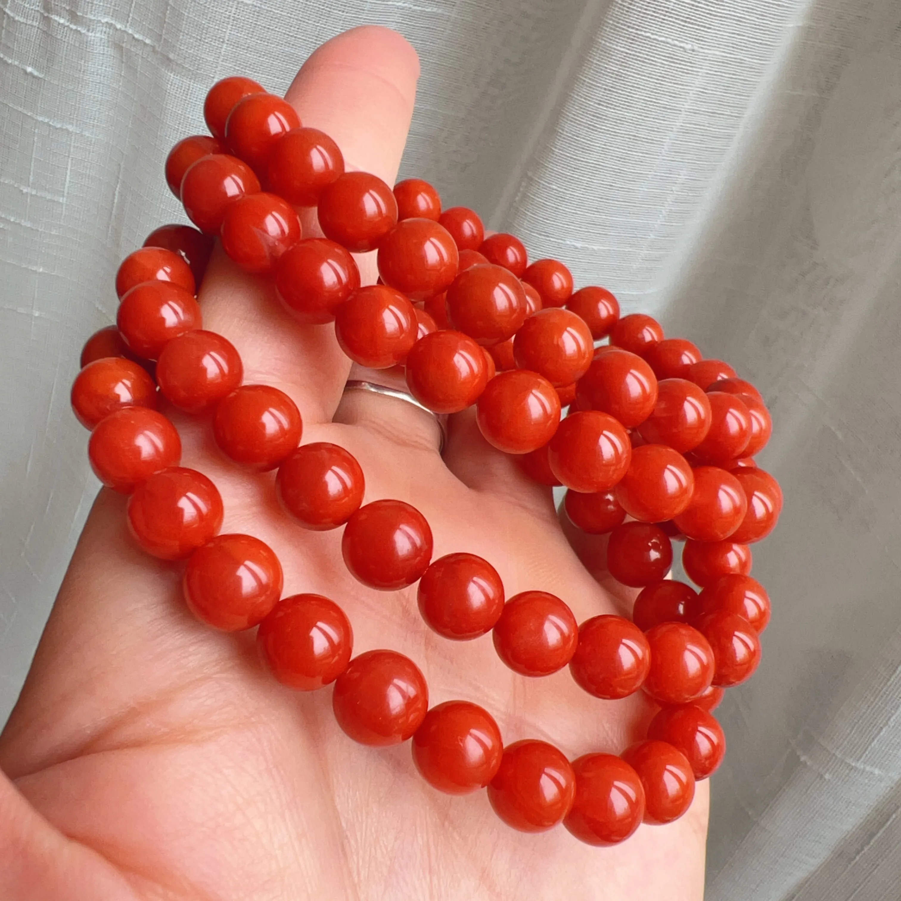 Stone of Strength Handmade High-Quality Nanhong Agate Bracelet | Natural Root Chakra Healing Stone Jewelry