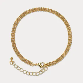 Three Columns Gold Little Ball Link Anklet