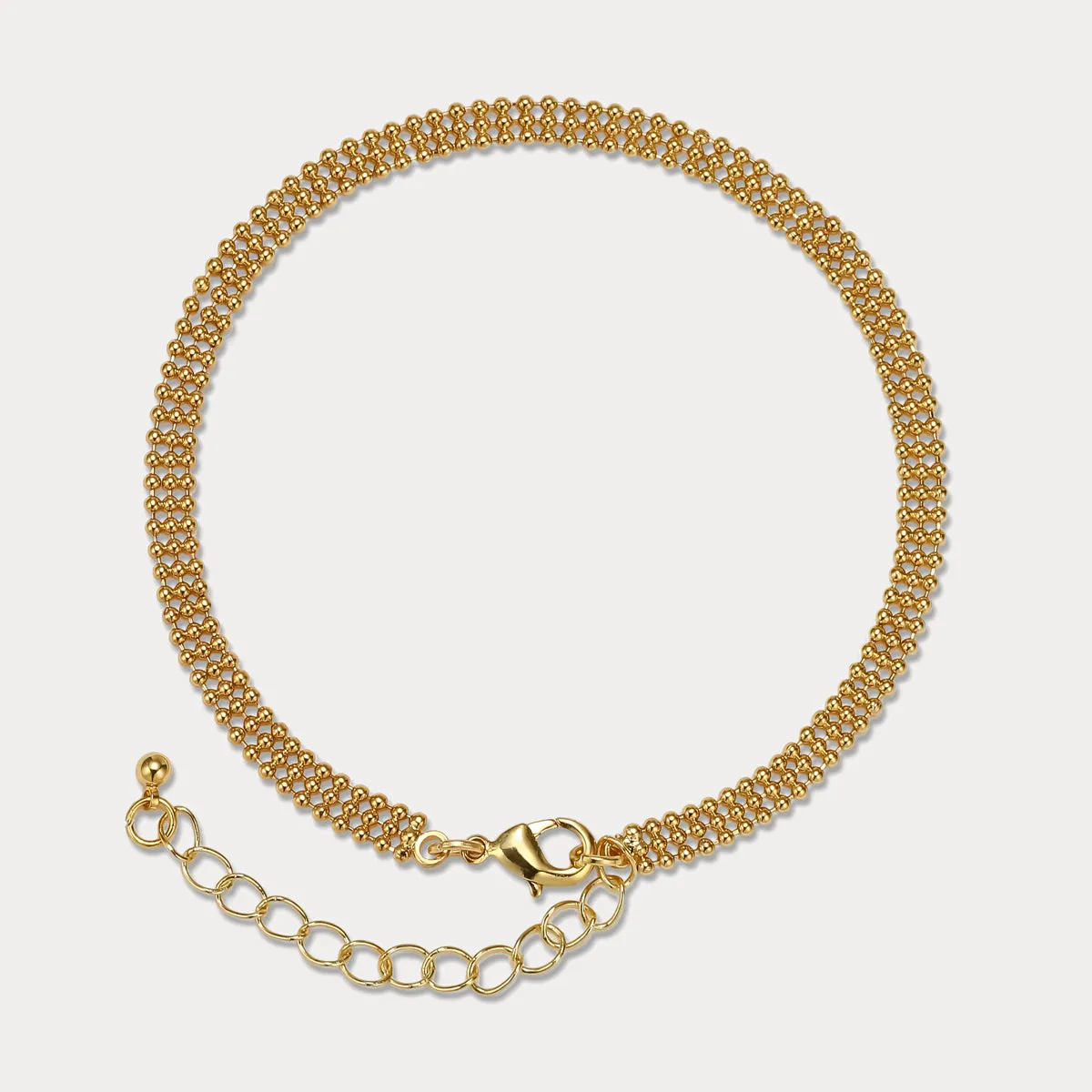 Three Columns Gold Little Ball Link Anklet