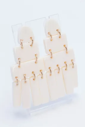 Three Post Resin Earrings, Ivory