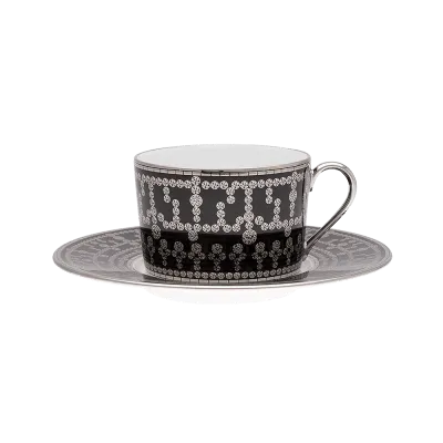 Tiara Black & Platinum Teacup & Saucer