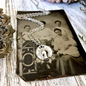 Tiny Talisman Collection - Sterling Silver Crystal Ball with Moon Phases Necklace Pendant 15mm /