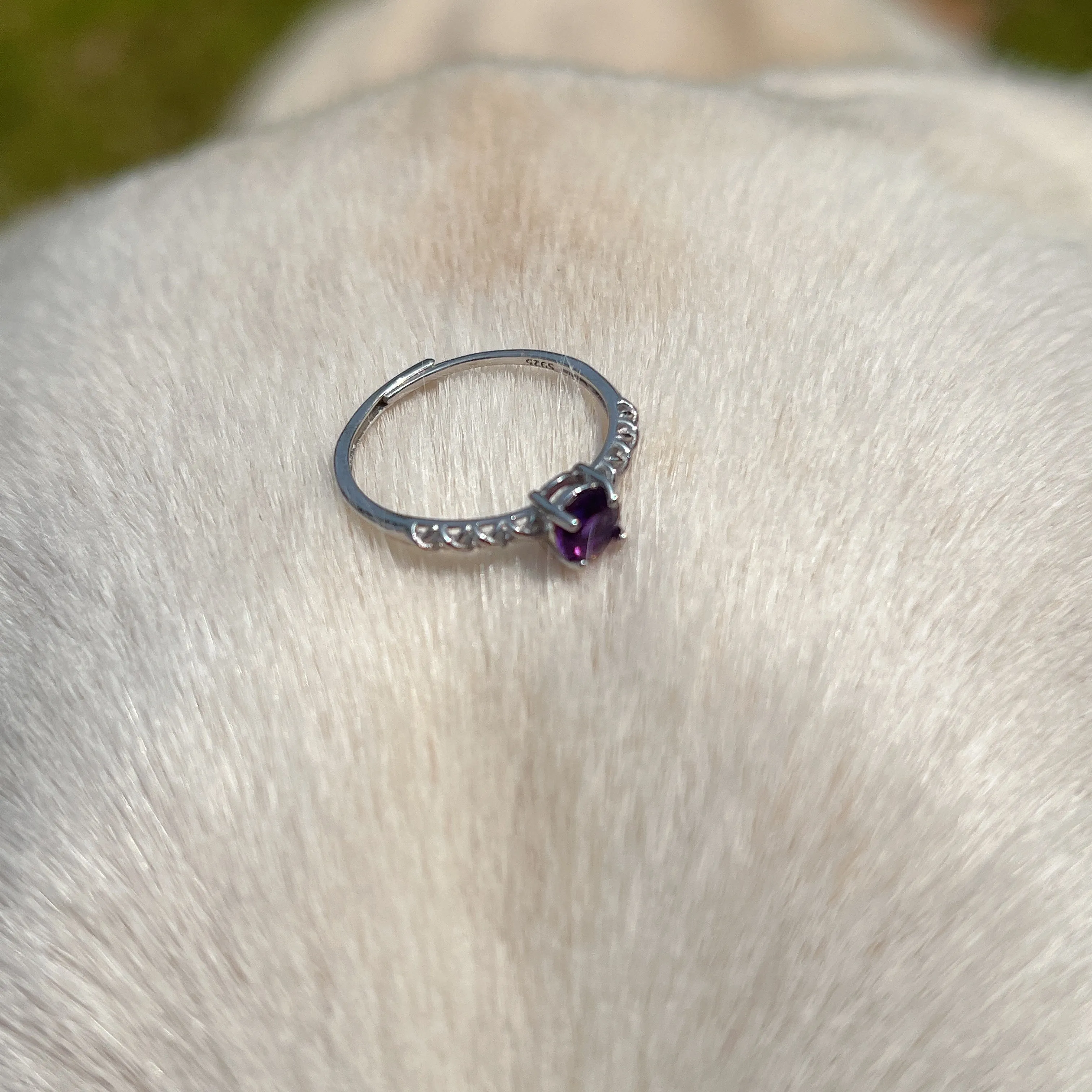 Top Quality Amethyst Sterling Silver Ring with Four Prongs Setting | Handmade Healing Gemstone Fashion Jewelry