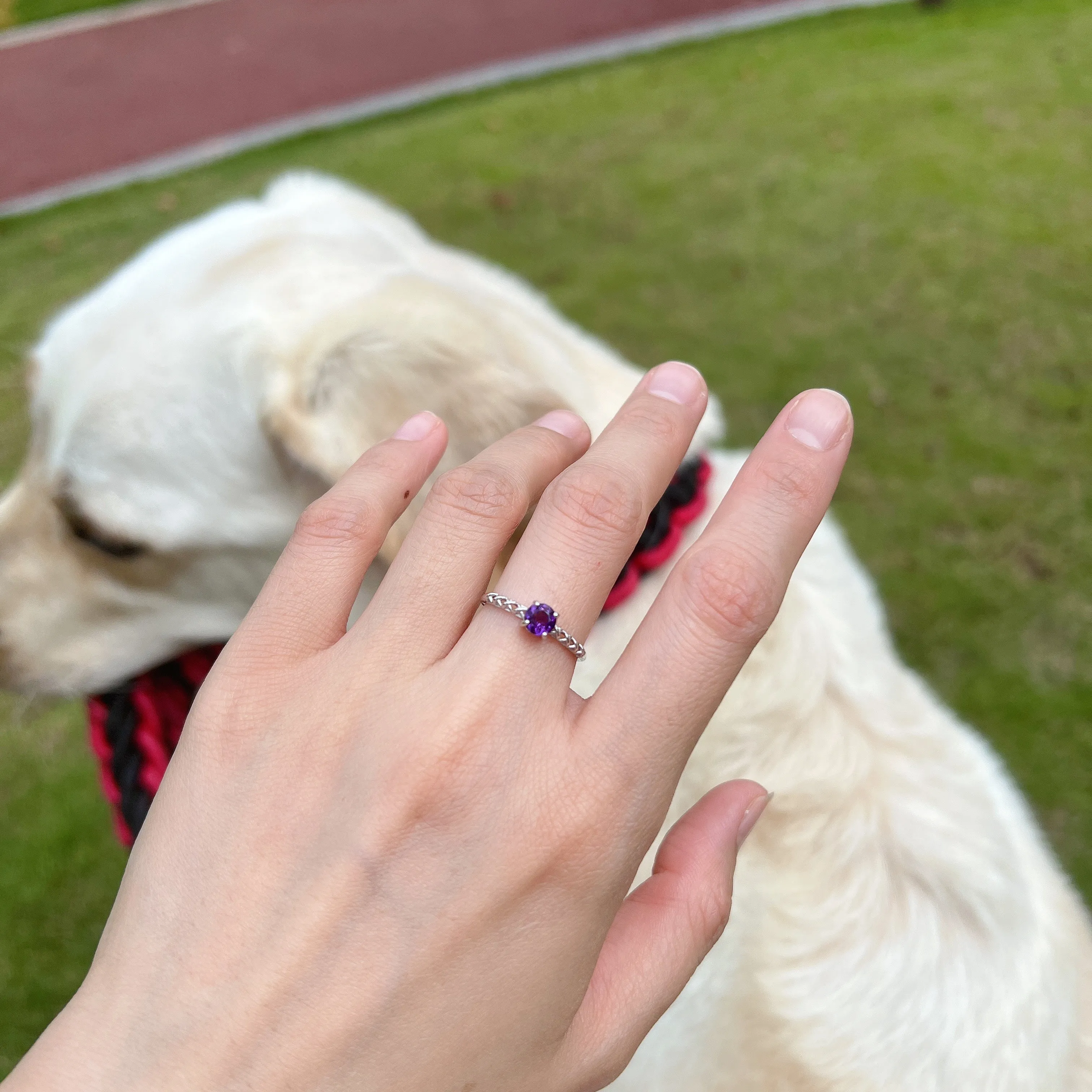 Top Quality Amethyst Sterling Silver Ring with Four Prongs Setting | Handmade Healing Gemstone Fashion Jewelry