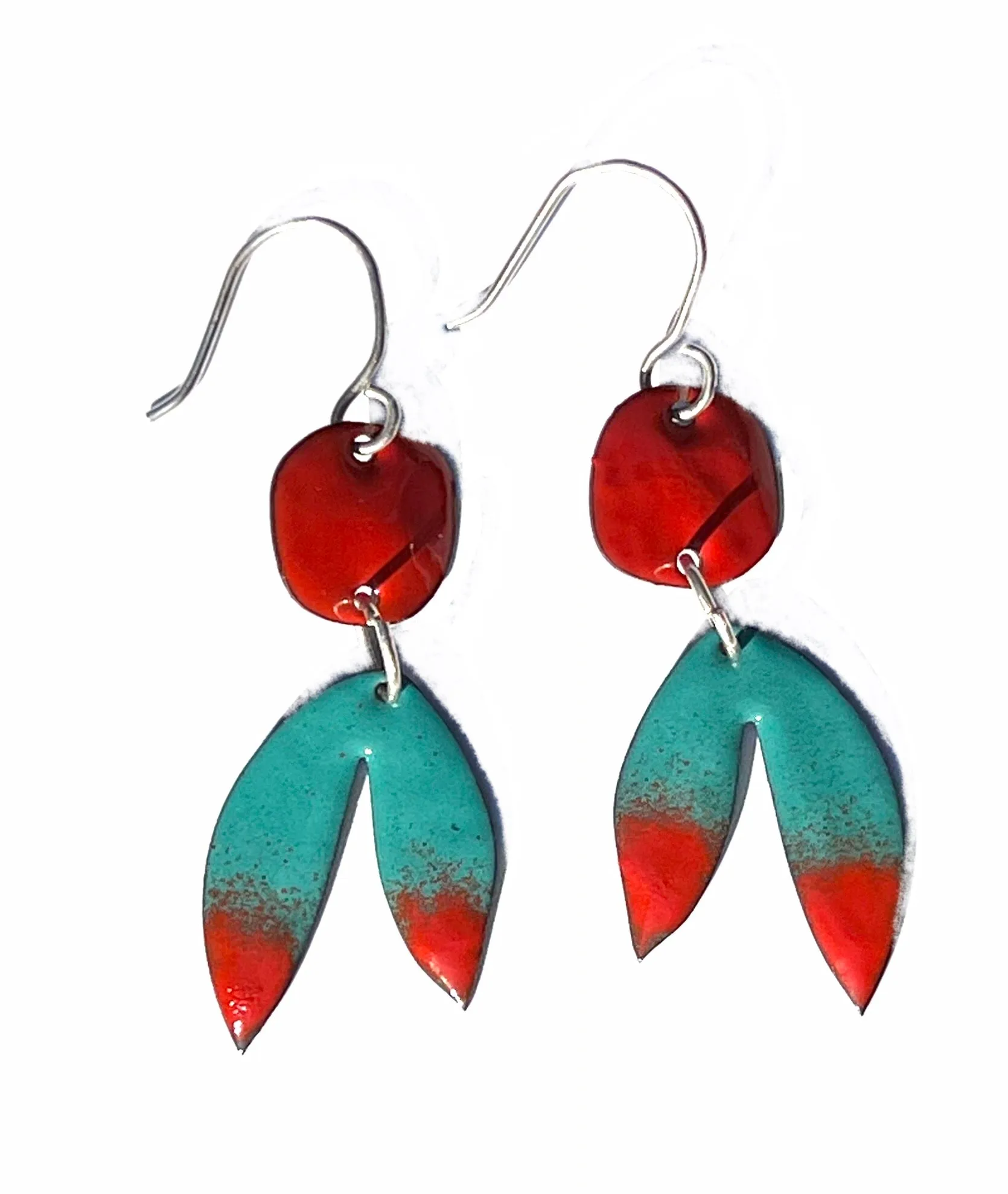 Turquoise and Red Earrings