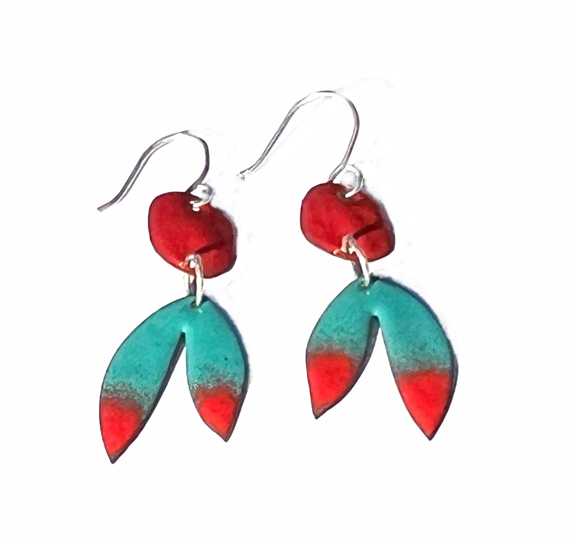 Turquoise and Red Earrings