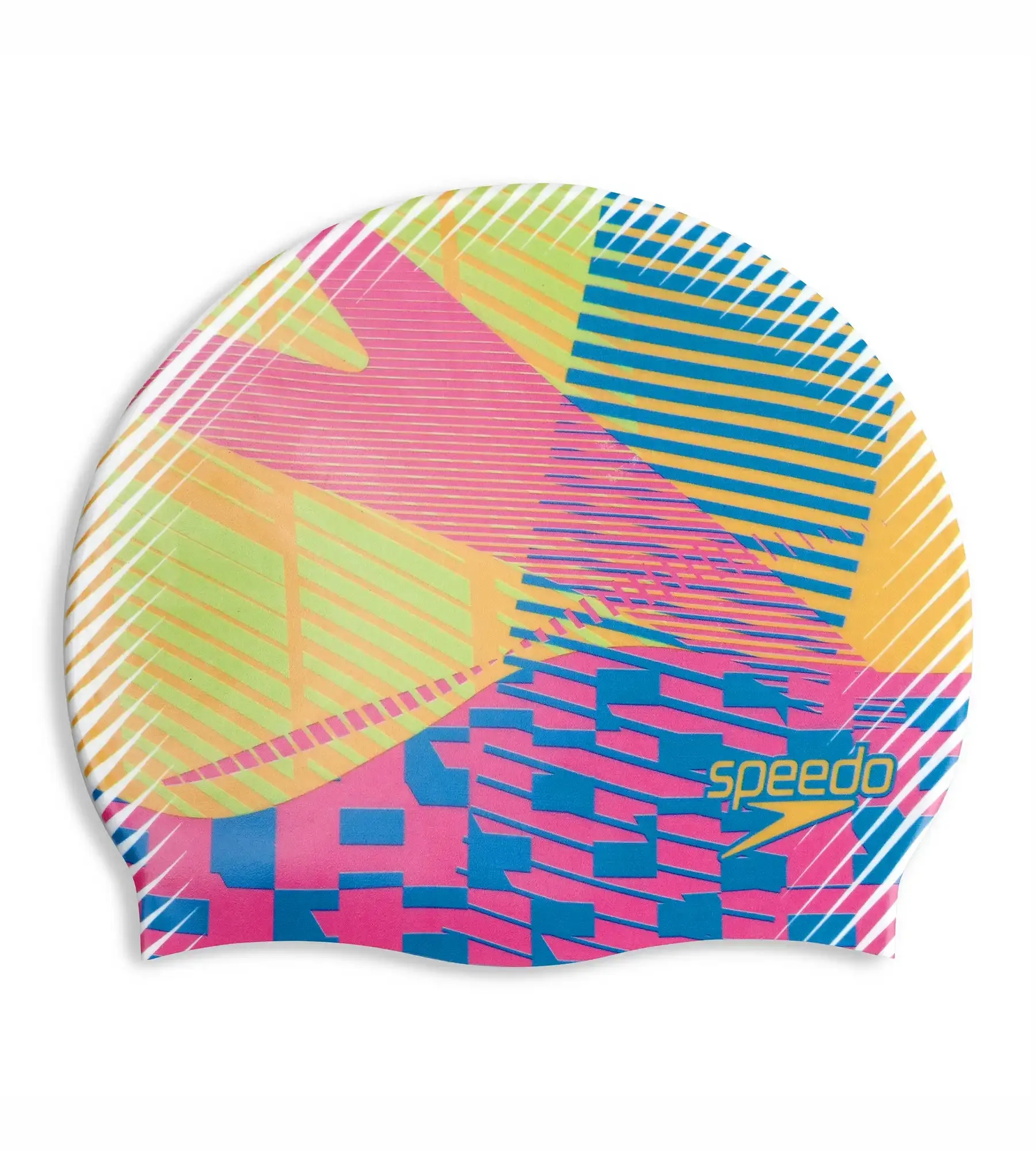 Unisex Adult Digital Printed Swim Cap - White & Blue