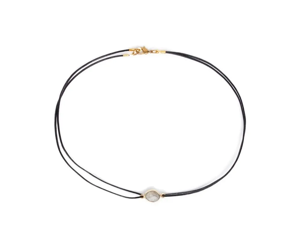 Vanessa Mooney The Maiden Moonstone Double Leather Choker - Gold