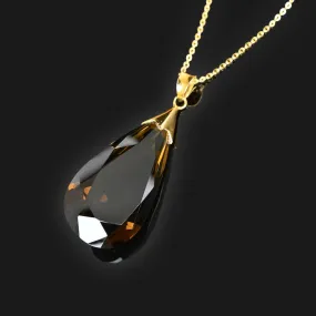 Vintage 14K Gold 30 CTW Smoky Quartz Pendant