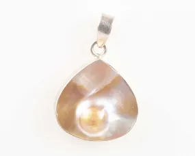 Vintage Jewelry-Pendant-Sterling Silver Mabe Pearl-Unique Art Jewelry