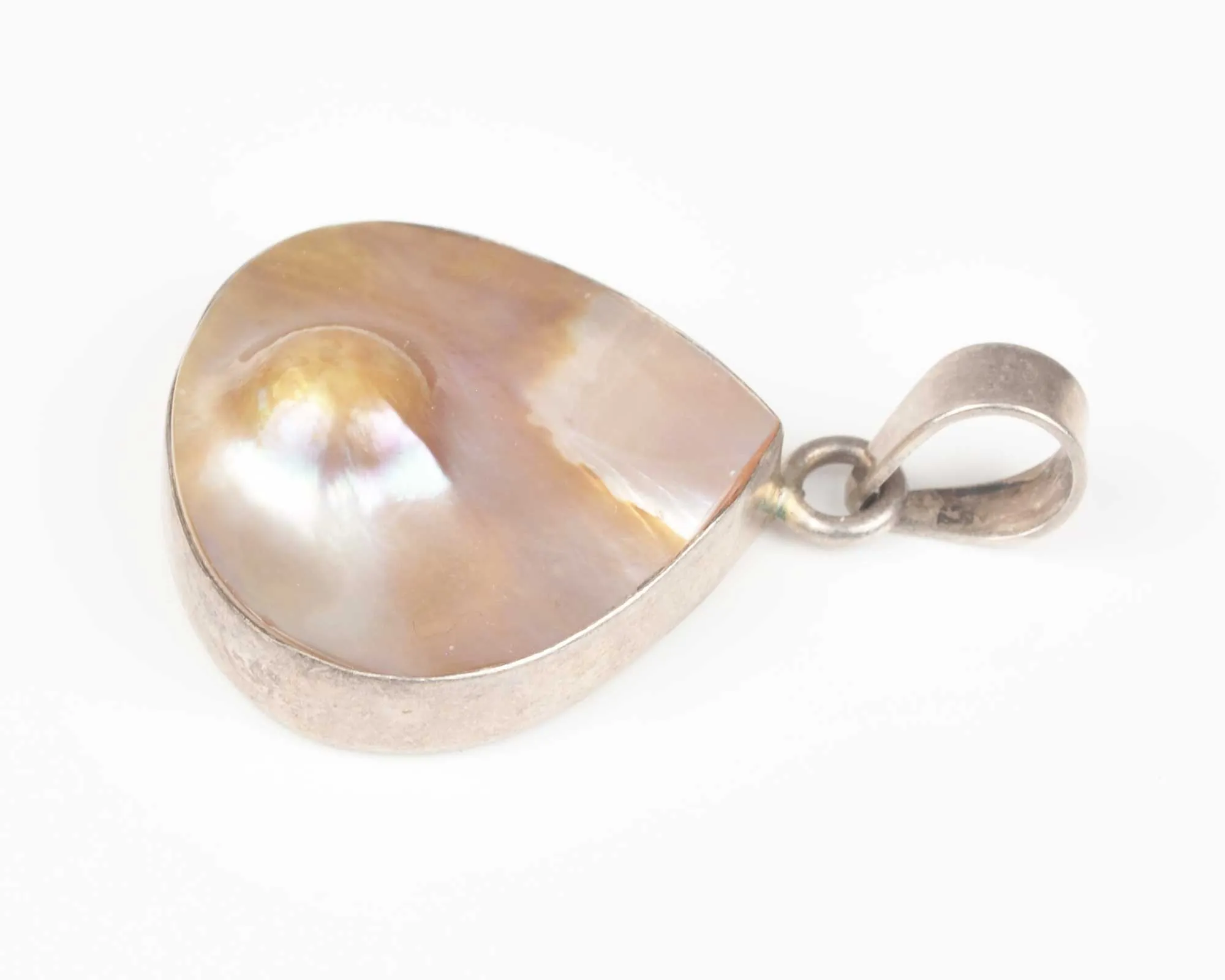 Vintage Jewelry-Pendant-Sterling Silver Mabe Pearl-Unique Art Jewelry