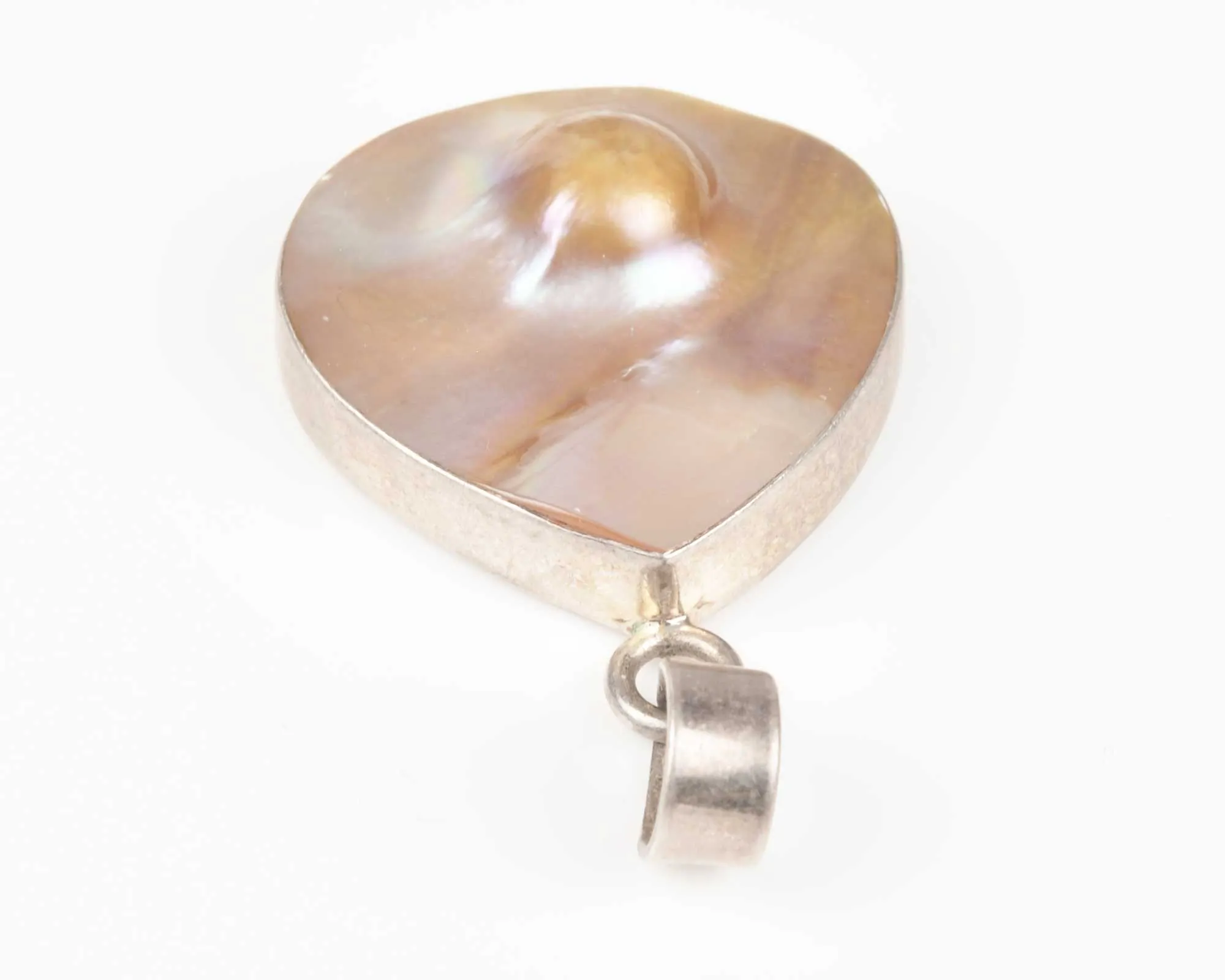 Vintage Jewelry-Pendant-Sterling Silver Mabe Pearl-Unique Art Jewelry