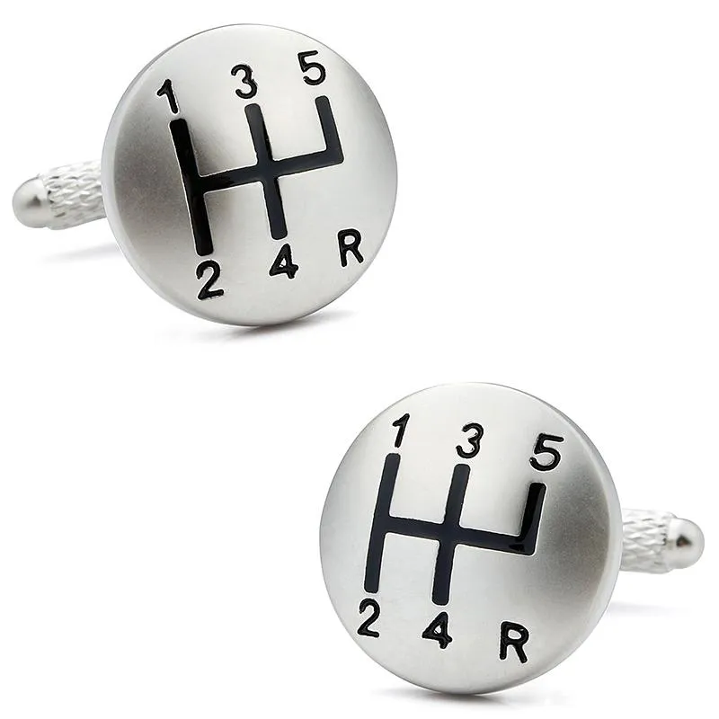 Wedding Round Metal Car Speed Shifting Device Cufflinks Men Jewelry